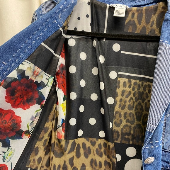 OOLALA PATCHWORK DENIM BLAZER BLUE - Picture 10 of 12